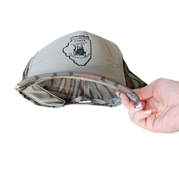 VTG Camo Rope Trucker Hat Coon Hunters Illinois Camouflage Cap Snapback Brown‎ - Picture 6 of 9